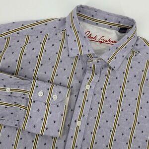Robert Graham Men's XL Purple Stripe Button-Up Shirt Long Sleeve Flip Cuff Retro